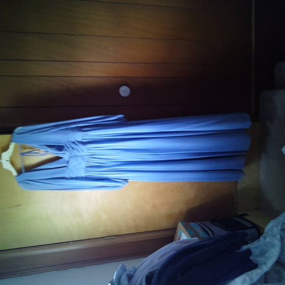 Azazie Light Blue Long Sleeve Dress - Picture 3 of 5